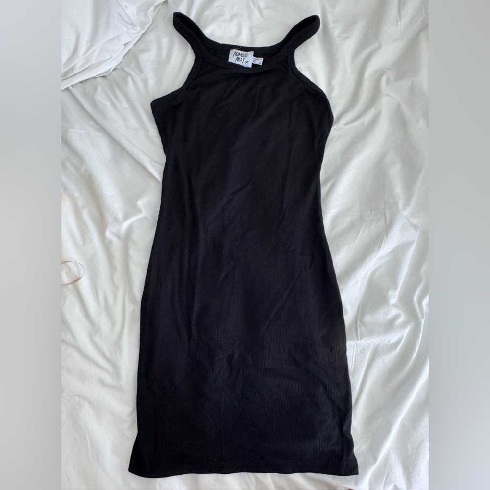 Princess Polly Black Ribbed Tank Dress US 4